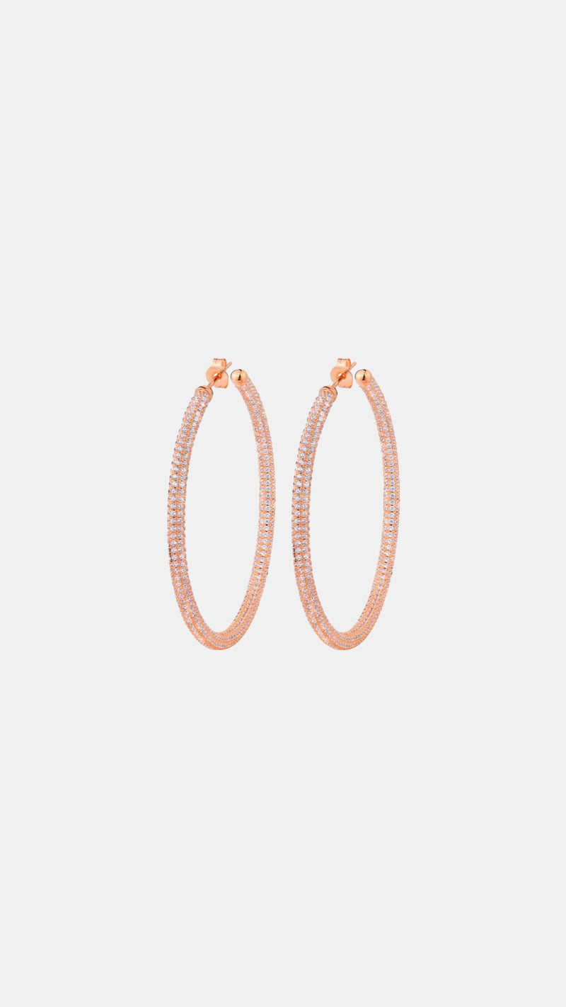Samfa Style Large Pave Diamond Hoops in Rose Gold