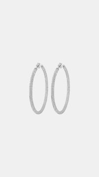 Samfa Style Large Pave Diamond Hoops in Silver