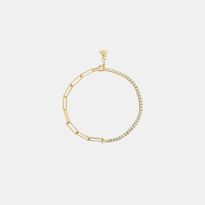 Samfa Style Tennis and Paperclip Bracelet in Gold