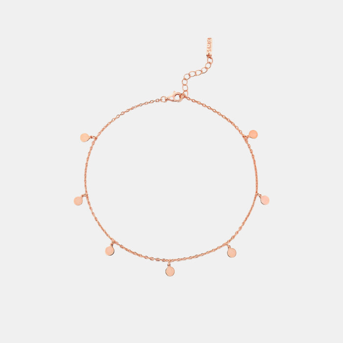Samfa Style Dainty Dangling Charm Anklet in Rose Gold