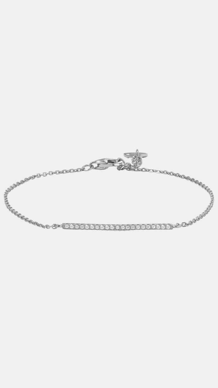 Samfa Style Bar Pave Bracelet in Silver