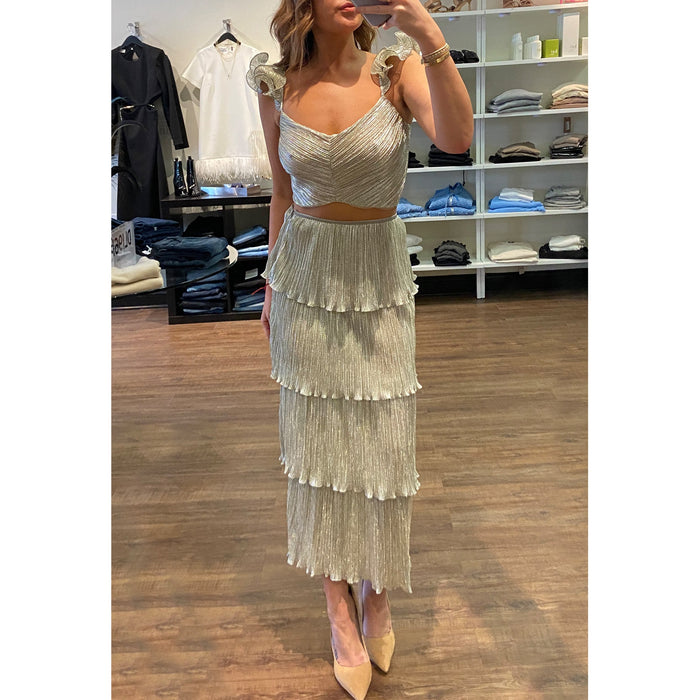 Saylor Gianna Pleated Top in Platinum