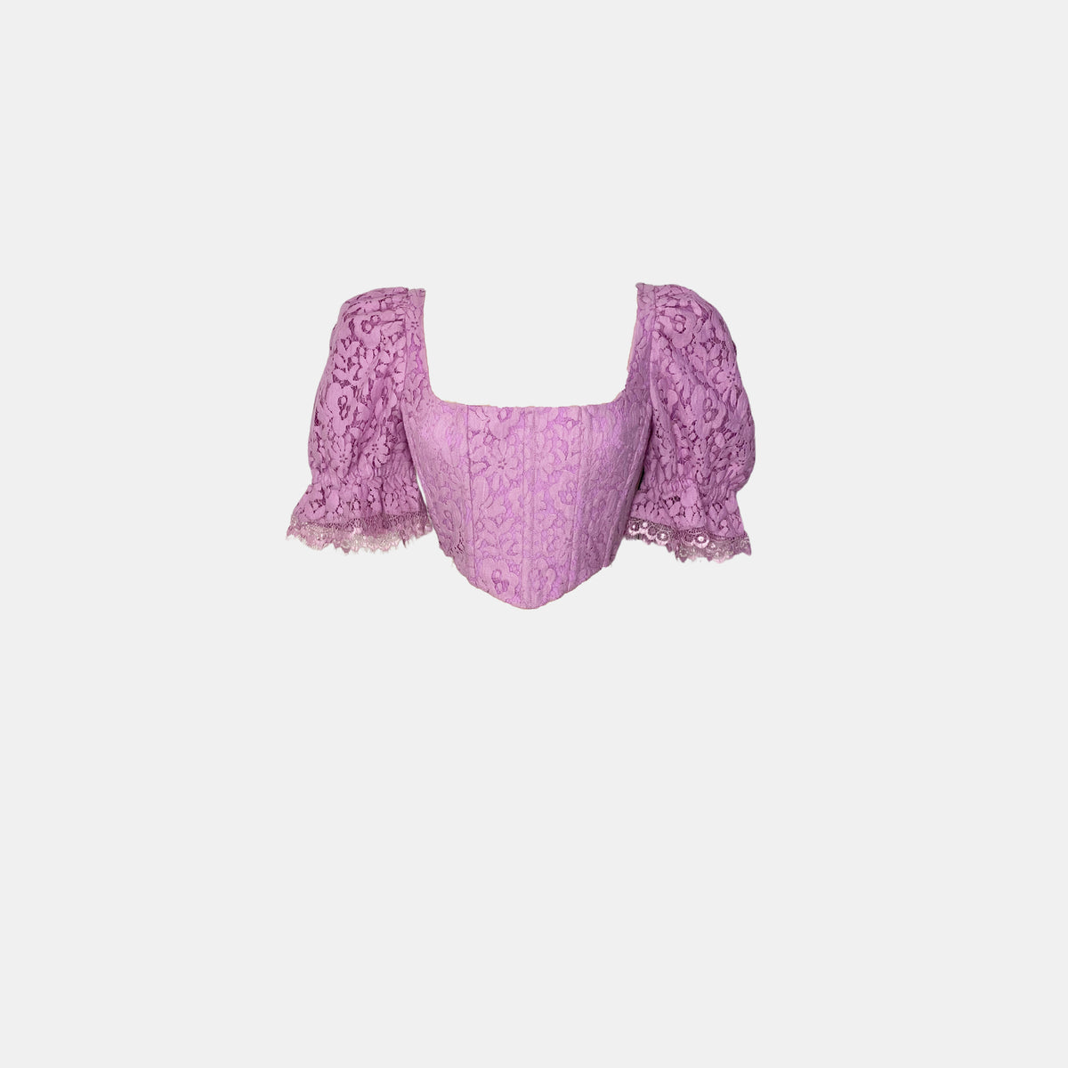 Saylor Xander Puff Sleeve Lace Top in Purple