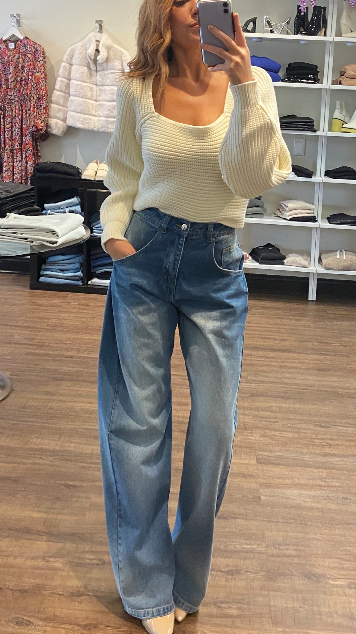 Hansen & Gretel Bruna Ribbed Sweater in Ivory