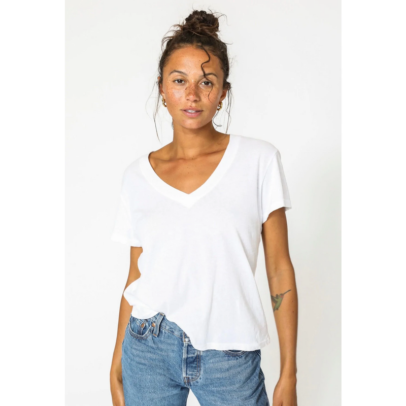 Perfect White Tee Hendrix V Neck Tee in White
